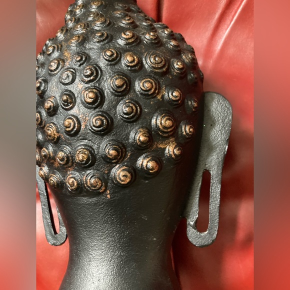 Elegant Black Buddha Head Sculpture. Metal - Picture 5 of 6